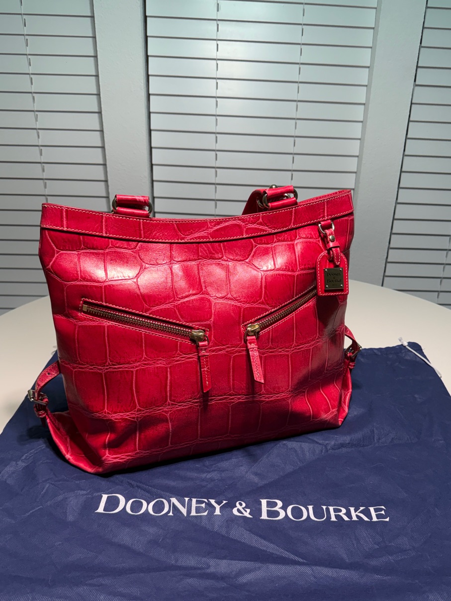 Dooney & Bourke Red Croc-Embossed Sara Tote Bag